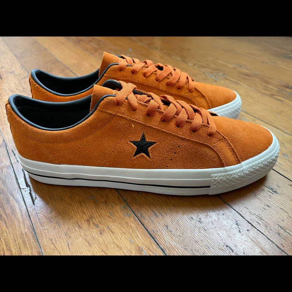 Converse One Star Orange Suede Black Star Sneakers